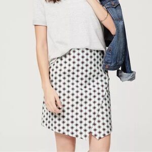 Ann Taylor LOFT Cotton Medallion Wrap Skirt Size 10, White NWT